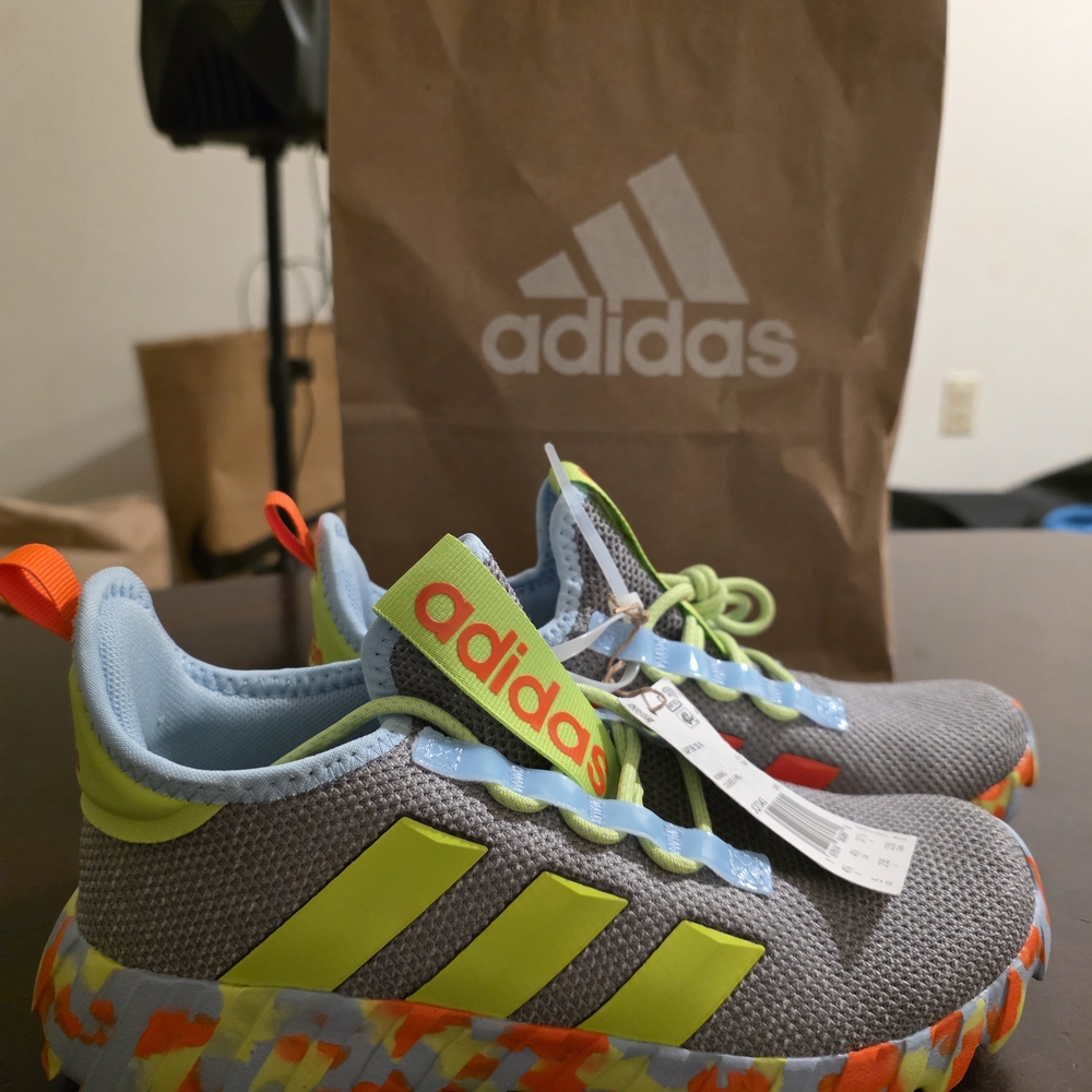 Adidas Kids Shoes - Gray and Neon Yellow